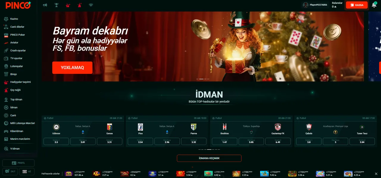 İlk depozit bonusu və eksklüziv təkliflər